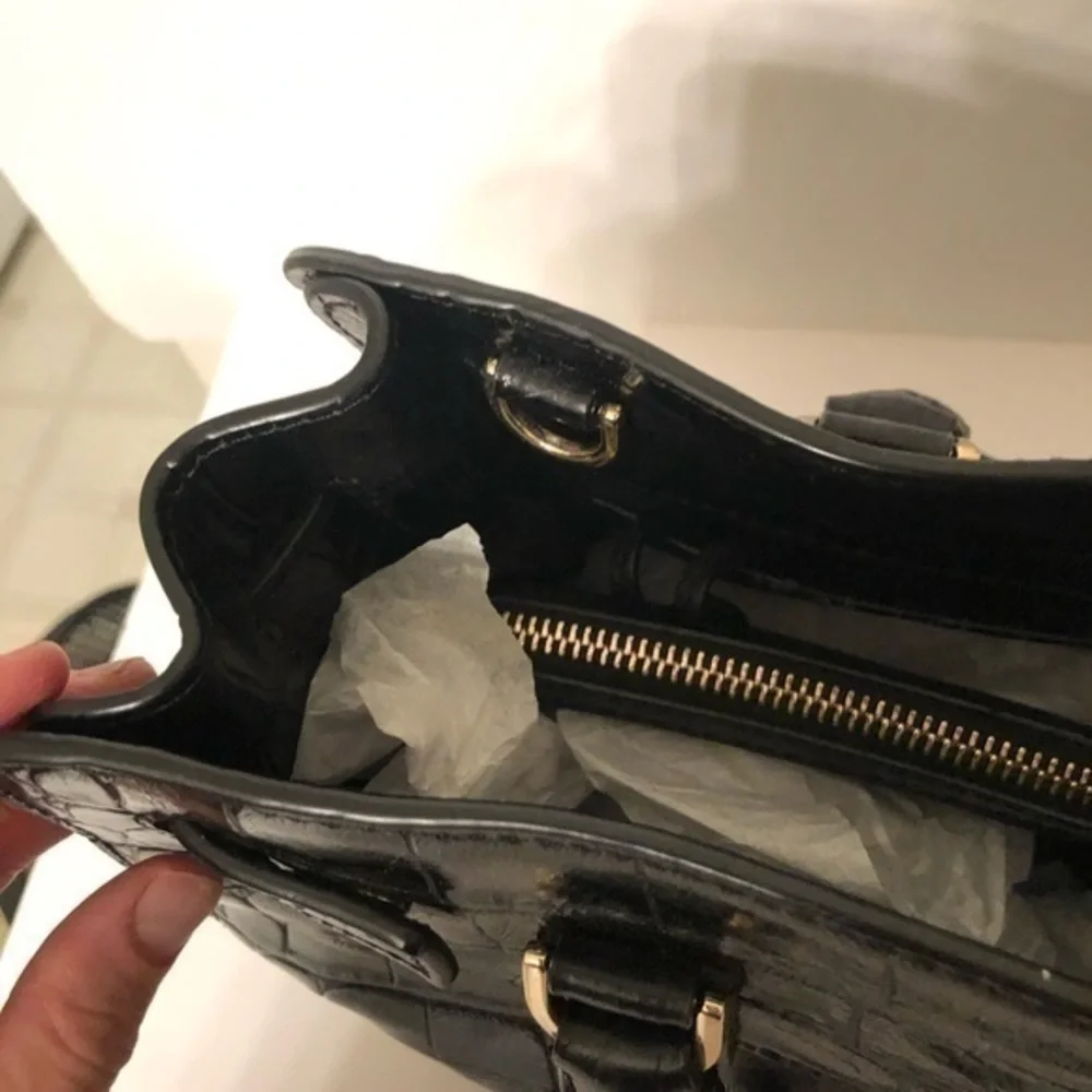 MICHAEL KORS black embossed leather tote bag
